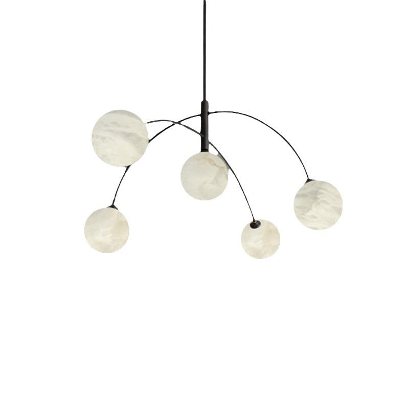 Modern Simplicity Copper Marble Sphere 5-Light Chandelier For Living Room