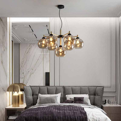 Contemporary Nordic Modo Sphere Glass Iron 5/7 Light Chandelier For Living Room