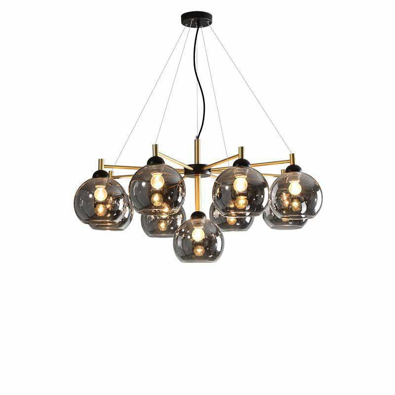 Contemporary Nordic Modo Sphere Glass Iron 5/7 Light Chandelier For Living Room