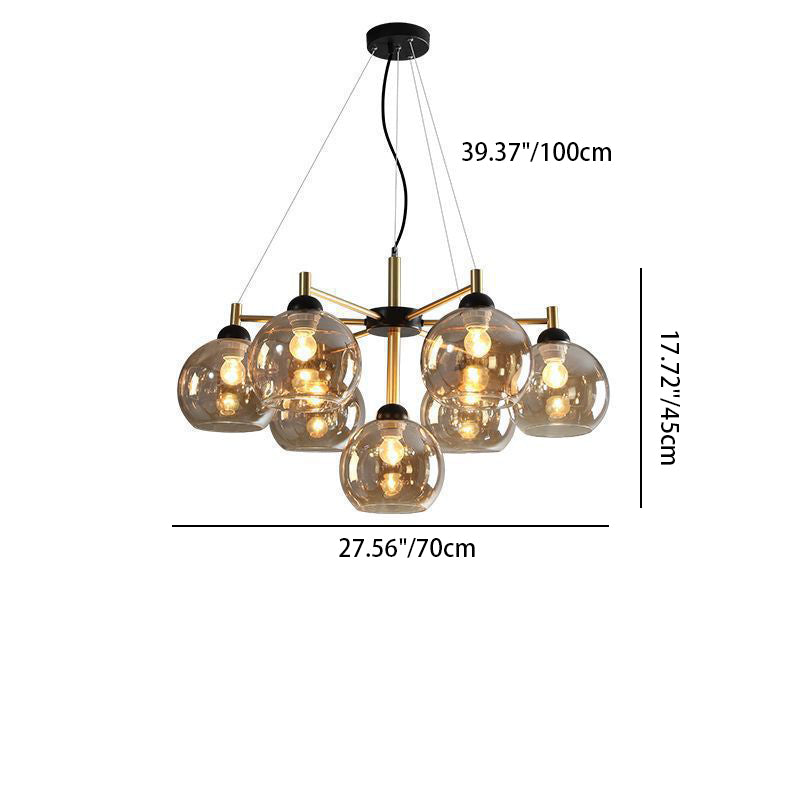 Contemporary Nordic Modo Sphere Glass Iron 5/7 Light Chandelier For Living Room