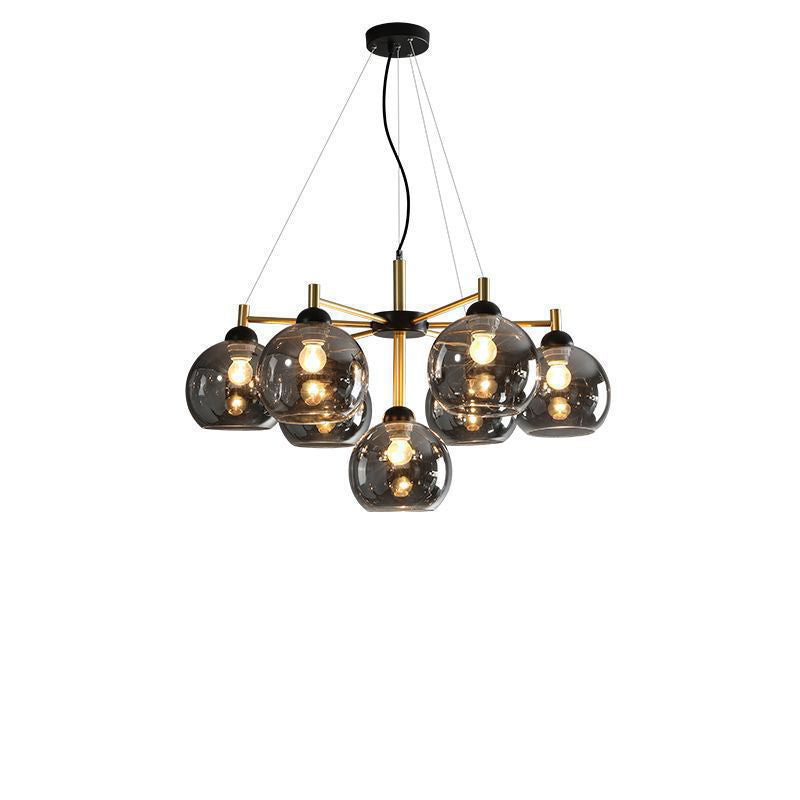 Contemporary Nordic Modo Sphere Glass Iron 5/7 Light Chandelier For Living Room