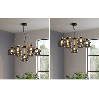 Contemporary Nordic Modo Sphere Glass Iron 5/7 Light Chandelier For Living Room