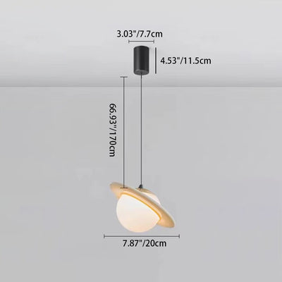 Contemporary Creative Globe Carbon Steel Resin Glass LED Pendant Light For Bedroom