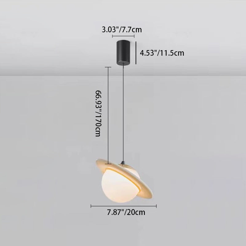 Contemporary Creative Globe Carbon Steel Resin Glass LED Pendant Light For Bedroom