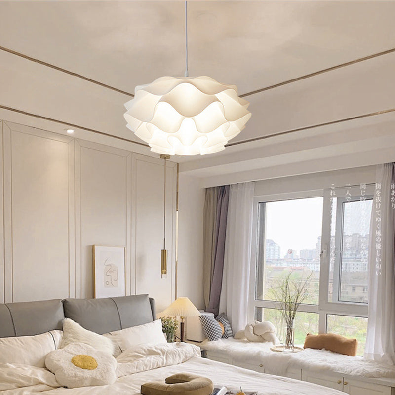 Contemporary Creative Flower Sphere Iron Acrylic 1-Light Pendant Light For Bedroom