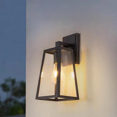 Modern Minimalist Trapezoid Aluminum Glass 1-Light Wall Sconce Lamp For Outdoor Patio