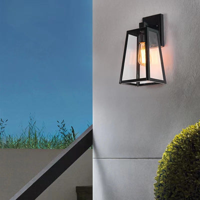 Modern Minimalist Trapezoid Aluminum Glass 1-Light Wall Sconce Lamp For Outdoor Patio