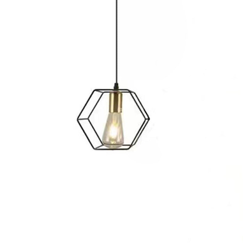 Contemporary Industrial Hexagonal Iron Aluminum 3-Light Chandelier Island Light For Dining Room