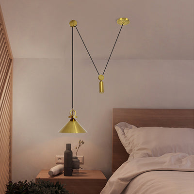 Contemporary Nordic Cone Metal Iron 1-Light Pendant Light For Bedroom