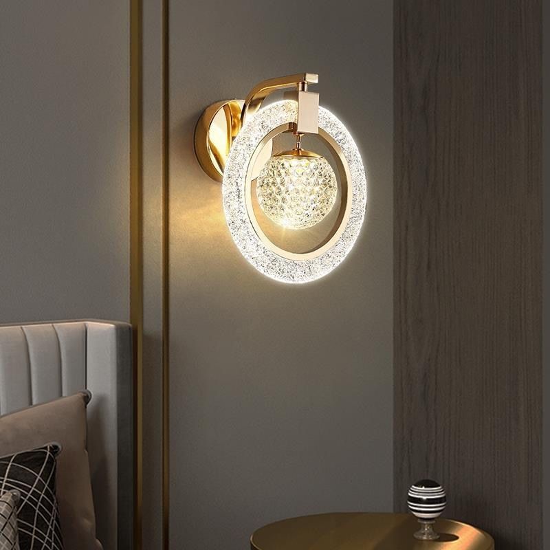 Modern Luxury Circle Metal Acrylic LED Wall Sconce Lamp For Bedroom