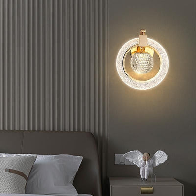 Modern Luxury Circle Metal Acrylic LED Wall Sconce Lamp For Bedroom