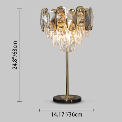 Modern Luxury Water Drop Crystal Glass Marble 3-Light Table Lamp For Bedroom