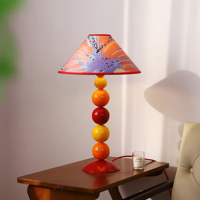 Contemporary Nordic Frustum Cone Iron Fabric 1-Light Table Lamp For Bedroom