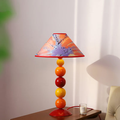 Contemporary Nordic Frustum Cone Iron Fabric 1-Light Table Lamp For Bedroom