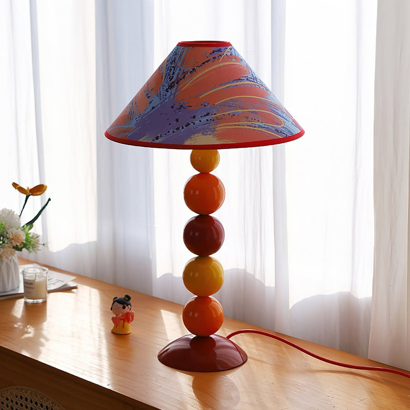 Contemporary Nordic Frustum Cone Iron Fabric 1-Light Table Lamp For Bedroom