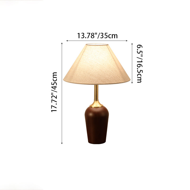 Traditional French Dome Rubberwood Copper Fabric 1-Light Table Lamp For Bedroom