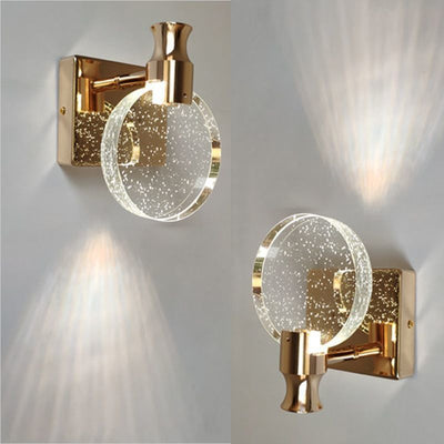 Contemporary Nordic Round Metal Crystal LED Wall Sconce Lamp For Bedroom