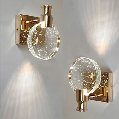 Contemporary Nordic Round Metal Crystal LED Wall Sconce Lamp For Bedroom