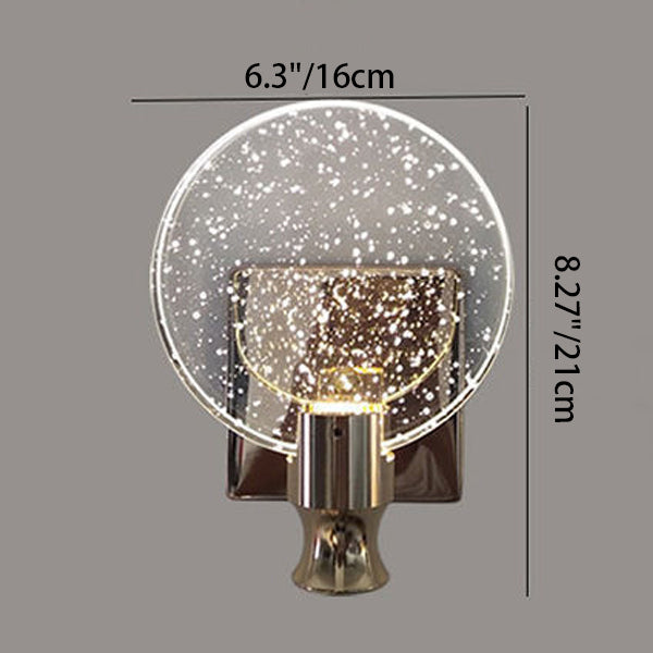 Contemporary Nordic Round Metal Crystal LED Wall Sconce Lamp For Bedroom