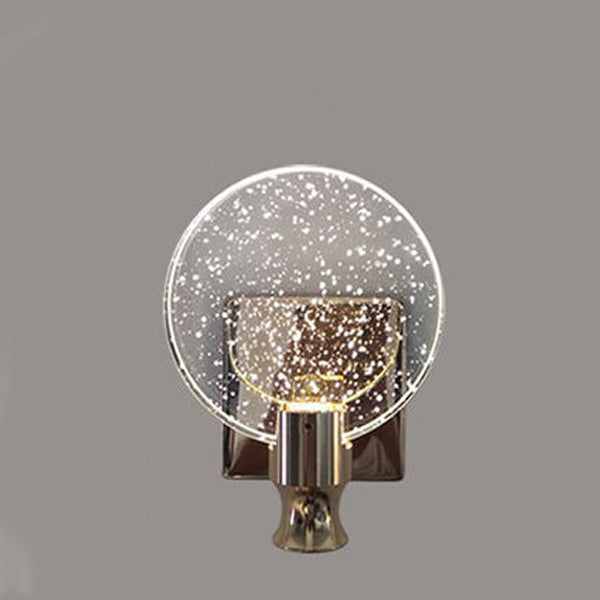 Contemporary Nordic Round Metal Crystal LED Wall Sconce Lamp For Bedroom