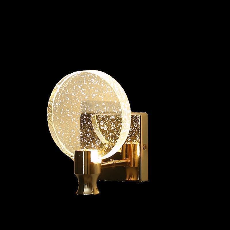 Contemporary Nordic Round Metal Crystal LED Wall Sconce Lamp For Bedroom