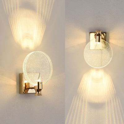 Contemporary Nordic Round Metal Crystal LED Wall Sconce Lamp For Bedroom