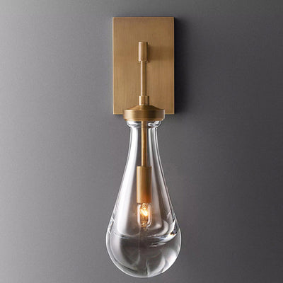 Modern Simplicity Water Drop Copper Glass 1-Light Wall Sconce Lamp For Bedroom