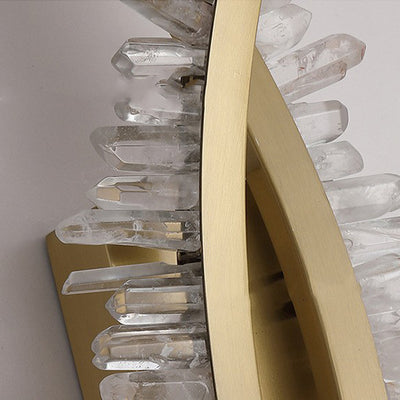 Contemporary Creative Curve Stainless Steel Natural Crystal 1/2 Light Wall Sconce Lamp For Bedroom