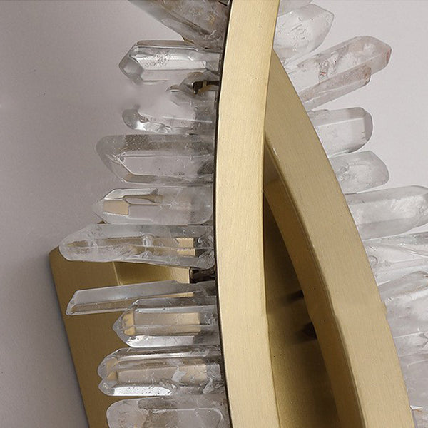 Contemporary Creative Curve Stainless Steel Natural Crystal 1/2 Light Wall Sconce Lamp For Bedroom