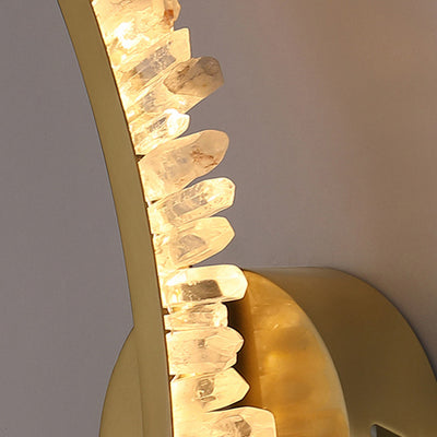 Contemporary Creative Curve Stainless Steel Natural Crystal 1/2 Light Wall Sconce Lamp For Bedroom