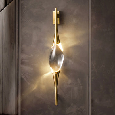 Modern Luxury Oval Copper Crystal LED Wall Sconce Lamp For Hallway