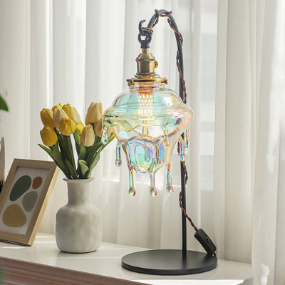 Contemporary Creative Water Drop Resin Copper Metal 1-Light Table Lamp For Bedroom