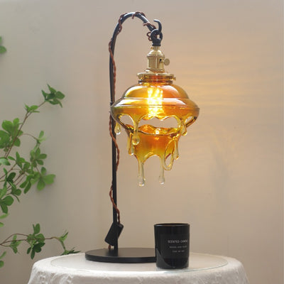 Contemporary Creative Water Drop Resin Copper Metal 1-Light Table Lamp For Bedroom