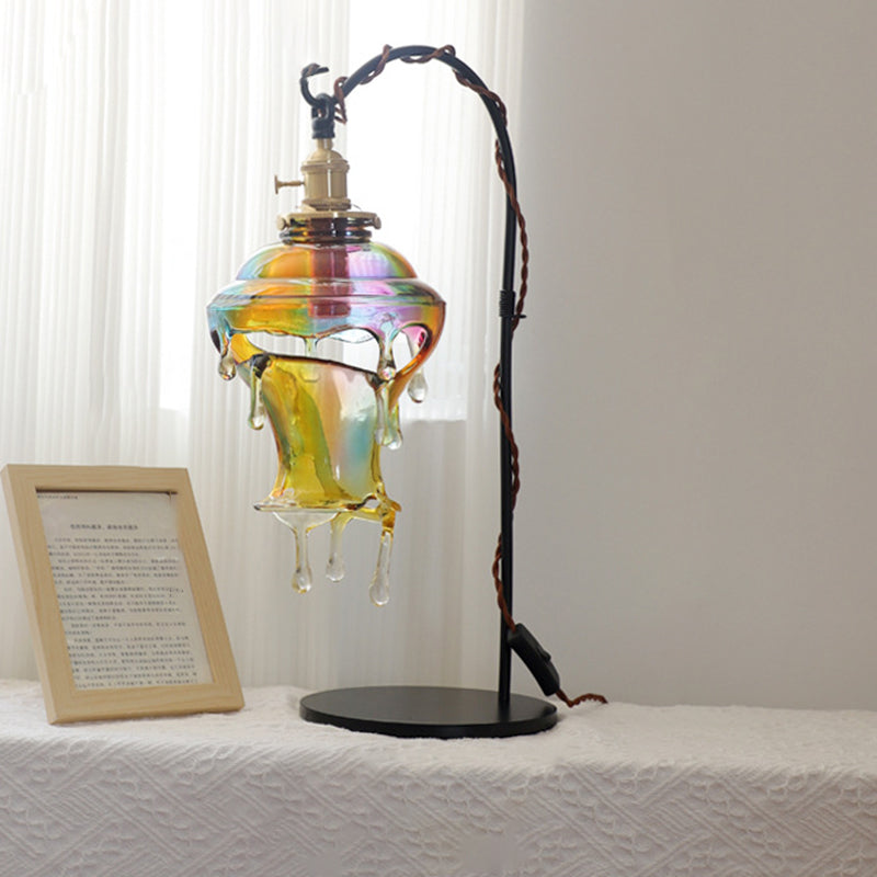 Contemporary Creative Water Drop Resin Copper Metal 1-Light Table Lamp For Bedroom