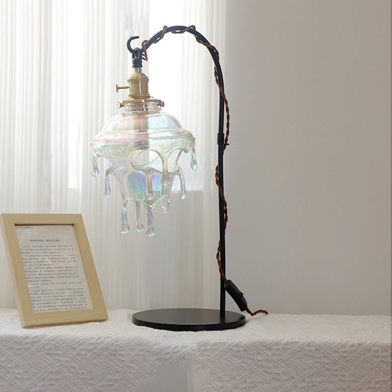 Contemporary Creative Water Drop Resin Copper Metal 1-Light Table Lamp For Bedroom