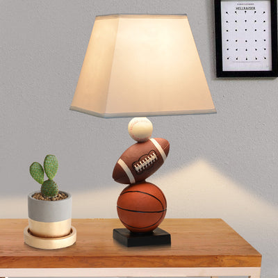 Contemporary Creative Basketball Frustum Cone Resin Iron Fabric 1-Light Table Lamp For Bedroom