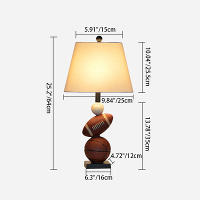 Contemporary Creative Basketball Frustum Cone Resin Iron Fabric 1-Light Table Lamp For Bedroom