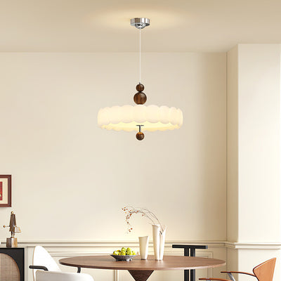 Traditional French Round Iron PE LED Pendant Light For Living Room