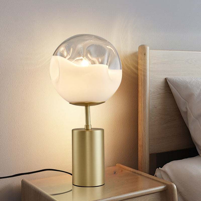 Contemporary Nordic Globe Glass Iron 1-Light Table Lamp For Bedroom