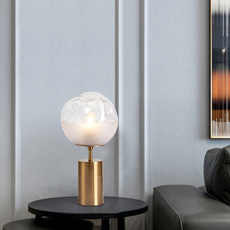 Contemporary Nordic Globe Glass Iron 1-Light Table Lamp For Bedroom