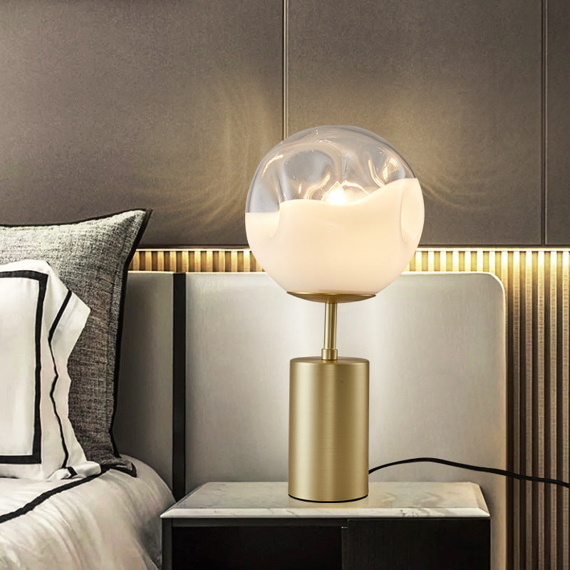 Contemporary Nordic Globe Glass Iron 1-Light Table Lamp For Bedroom