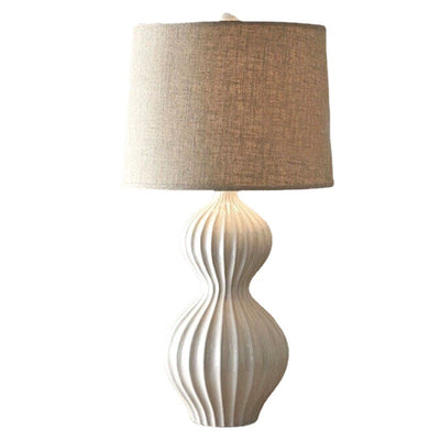 Traditional Rustic Gourd Ceramic Fabric 1-Light Table Lamp For Bedroom