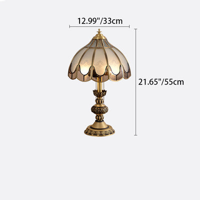 Modern Luxury Dome Copper Glass 2-Light Table Lamp For Bedroom