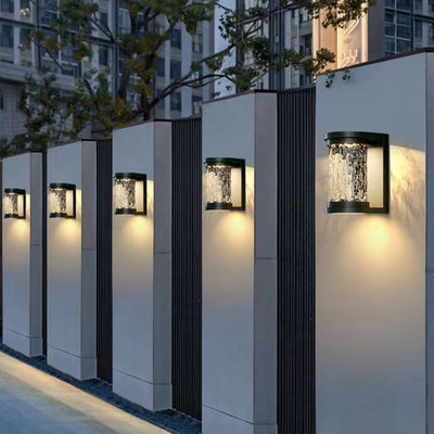 Modern Luxury Waterproof Cylinder Stainless Steel Crystal LED Wall Sconce Lamp For Outdoor Patio