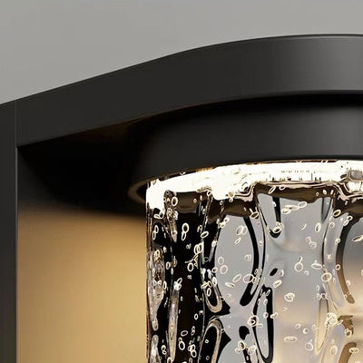 Modern Luxury Waterproof Cylinder Stainless Steel Crystal LED Wall Sconce Lamp For Outdoor Patio