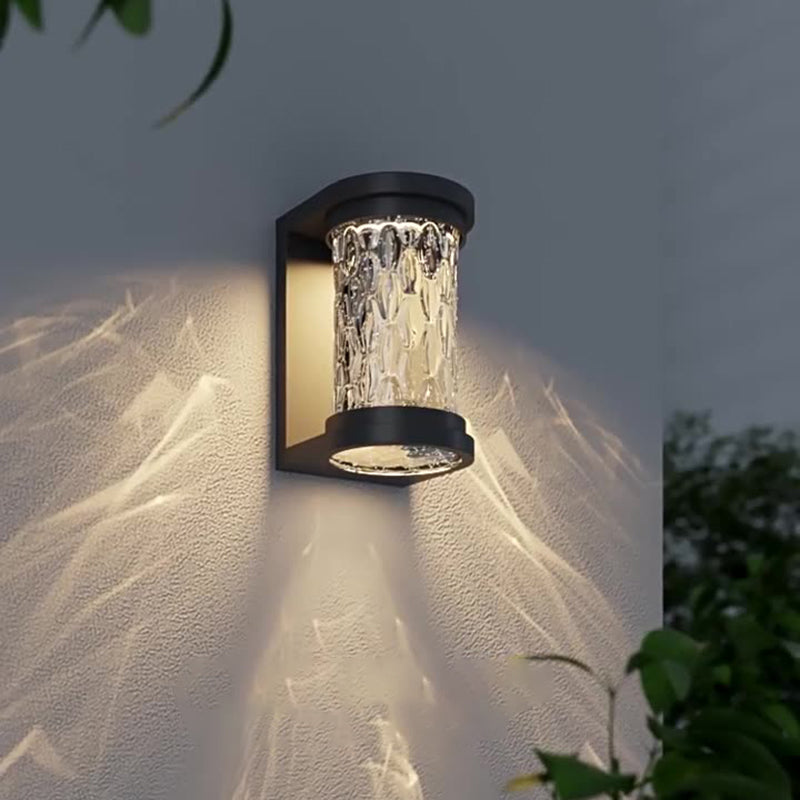 Modern Luxury Waterproof Cylinder Stainless Steel Crystal LED Wall Sconce Lamp For Outdoor Patio