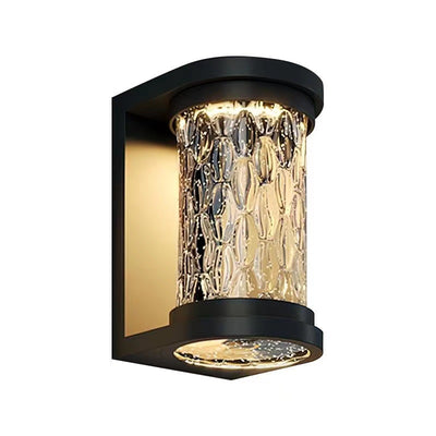 Modern Luxury Waterproof Cylinder Stainless Steel Crystal LED Wall Sconce Lamp For Outdoor Patio