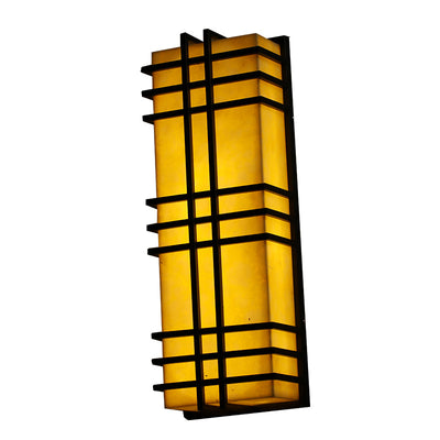 Traditional Chinese Waterproof Rectangular Stainless Steel Marble LED Wall Sconce Lamp For Outdoor Patio