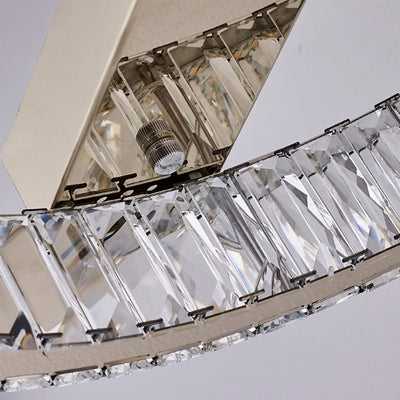 Modern Luxury Circle Stainless Steel Crystal LED Semi-Flush Mount Ceiling Light For Living Room