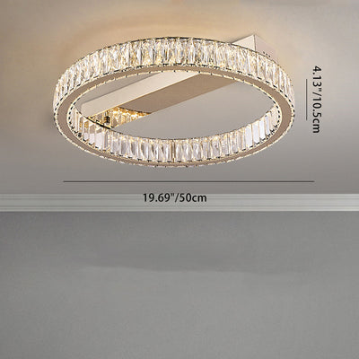 Modern Luxury Circle Stainless Steel Crystal LED Semi-Flush Mount Ceiling Light For Living Room